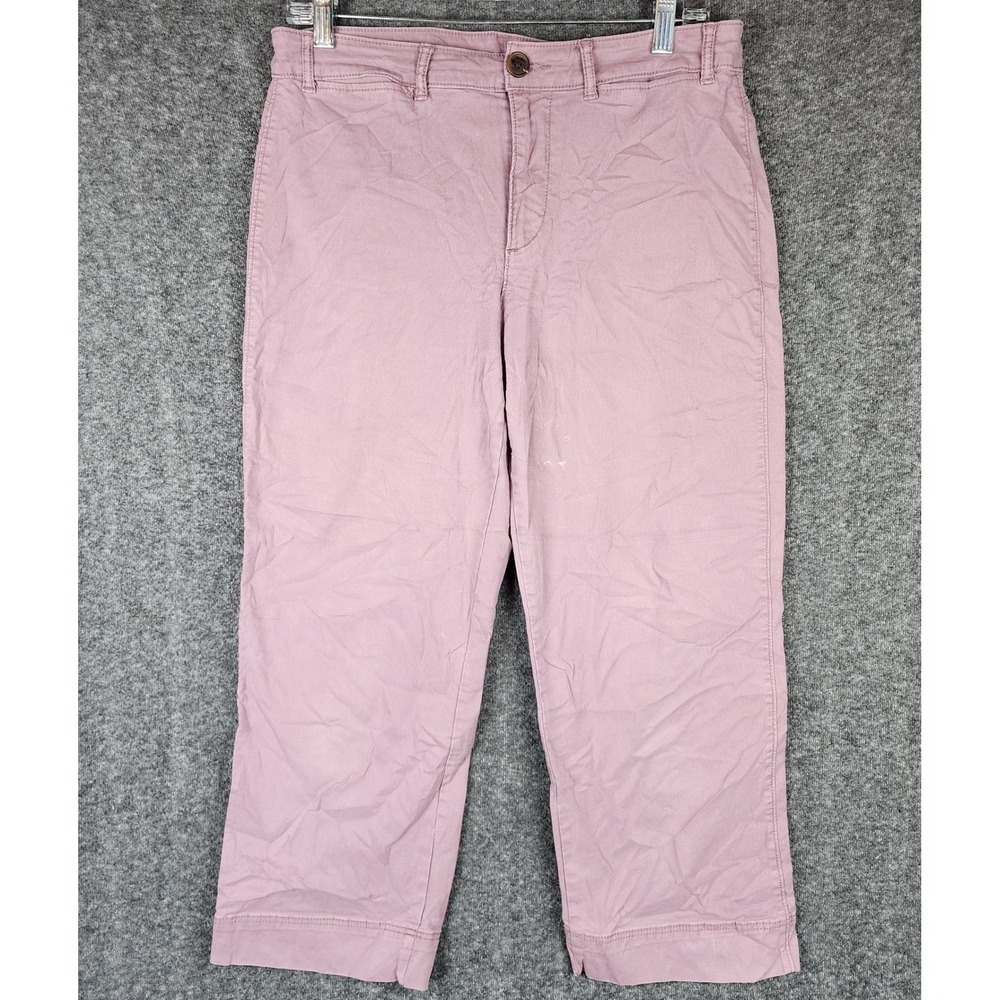 Old Navy Pixie Pants Women 10 Mauve Cropped Straight Leg‎ Chino Stretch Mid Rise